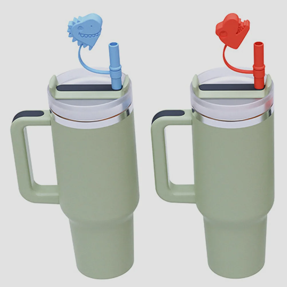 

4Pcs Dinosaur Straw Covers Silicone Straw Tips Protectors Lightweight Portable for Reusable Straws Cup Decor Outdoor Party