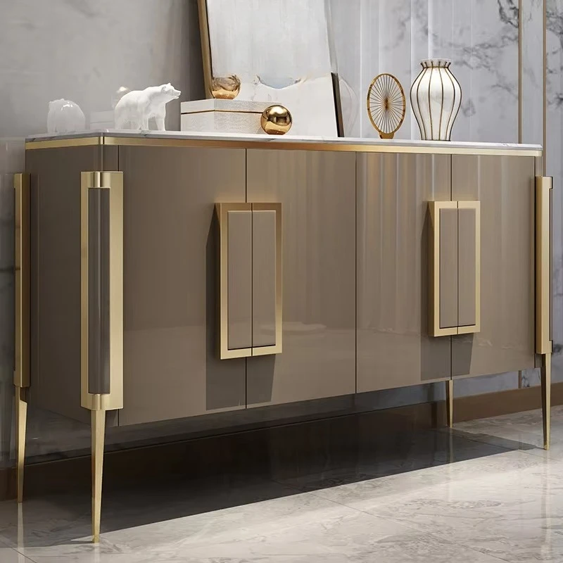 Armadietto da pranzo leggero e di lusso in ardesia, soggiorno, piccola famiglia, semplice e moderno, con portico in marmo