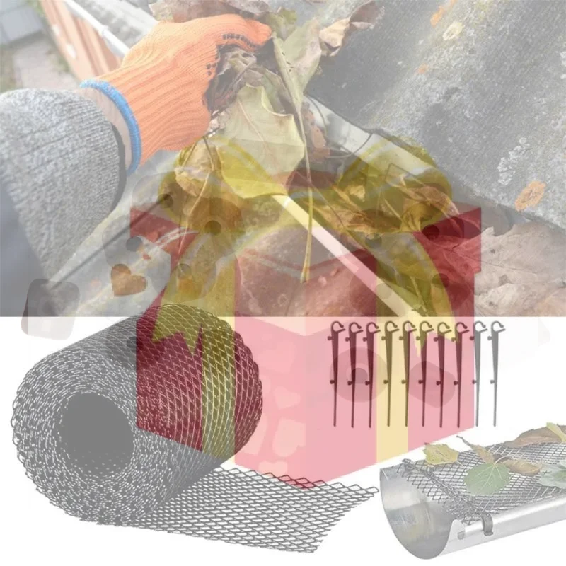 Easy Install Gutter Guard Mesh Roll With 10 Hooks Plastic Leaffilter Bird Blocker Net Anti-Blocking For Roof Gutters Downspouts