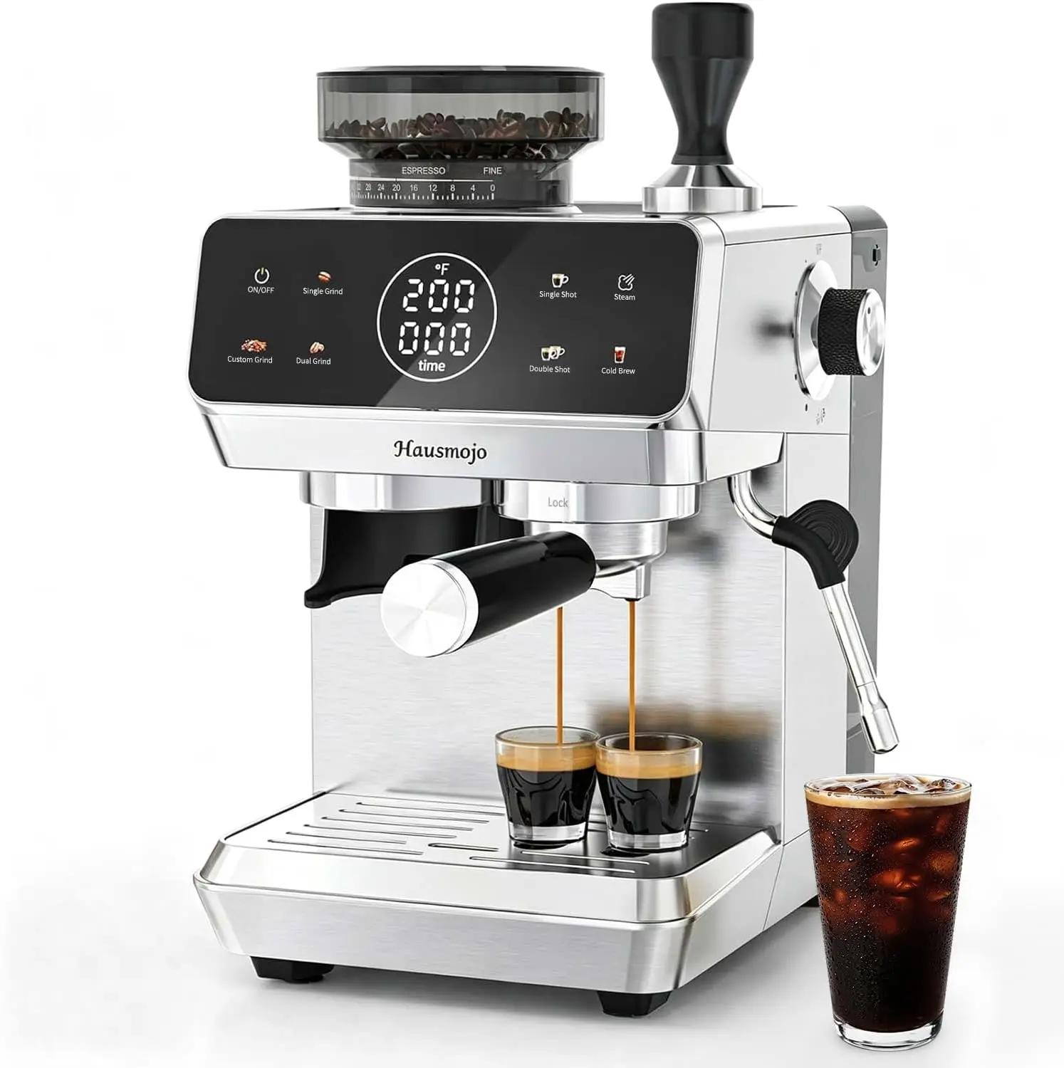 

Кофемашина эспрессо Bean-to-Cup с давлением 20 бар, встроенной кофемолкой, 44 настройками помола, паровой трубкой, сенсорным экраном, для латте и капучино