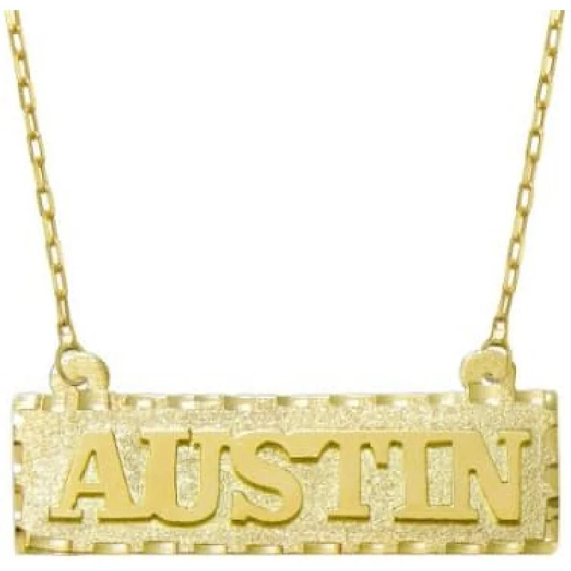 

Classic Personalized Name Plate Necklace, Custom 14K Solid Yellow Gold Name Jewelry, Everyday & Special Occasion Gift for Women
