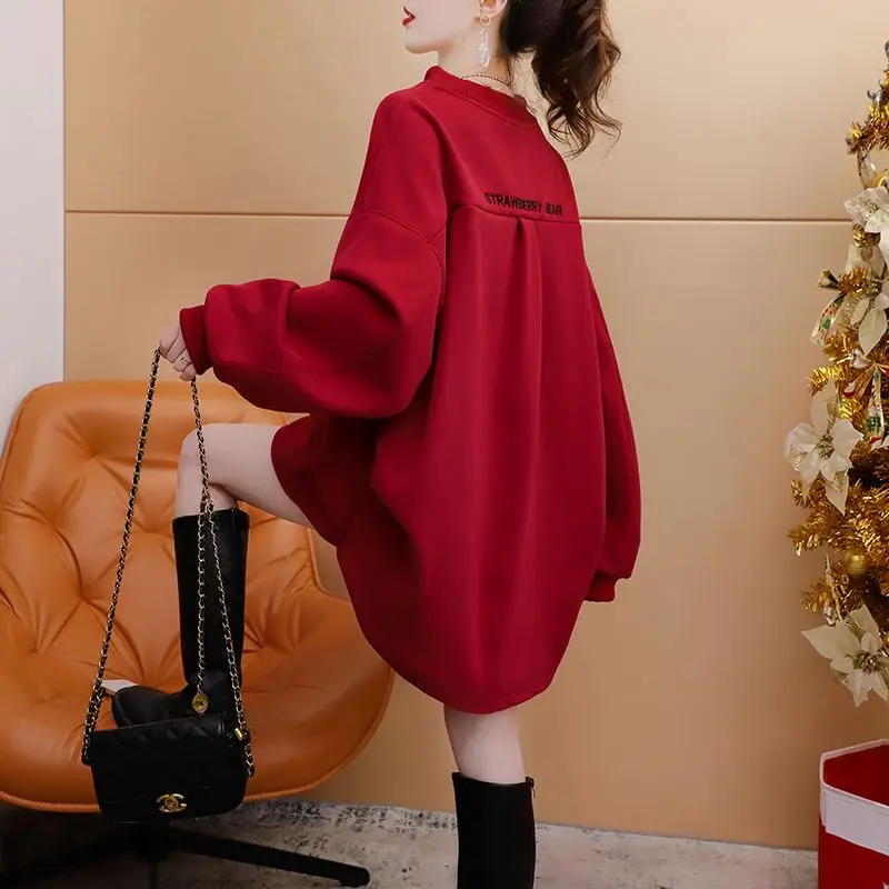 Sudaderas asimétricas empalmadas con estampado de moda ropa femenina 2023 Otoño Invierno suelta Casual Tops sudaderas irregulares