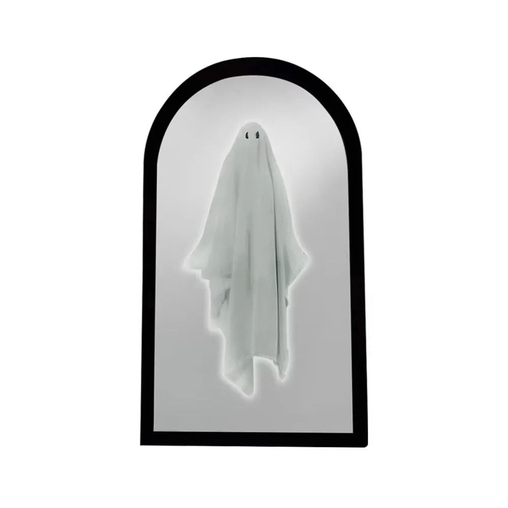 Round/Wave Ghost Hologram Mirror USB Light Up Ghost Illusion Mirror Illusion Design Holographic Effect Haunted House Prop