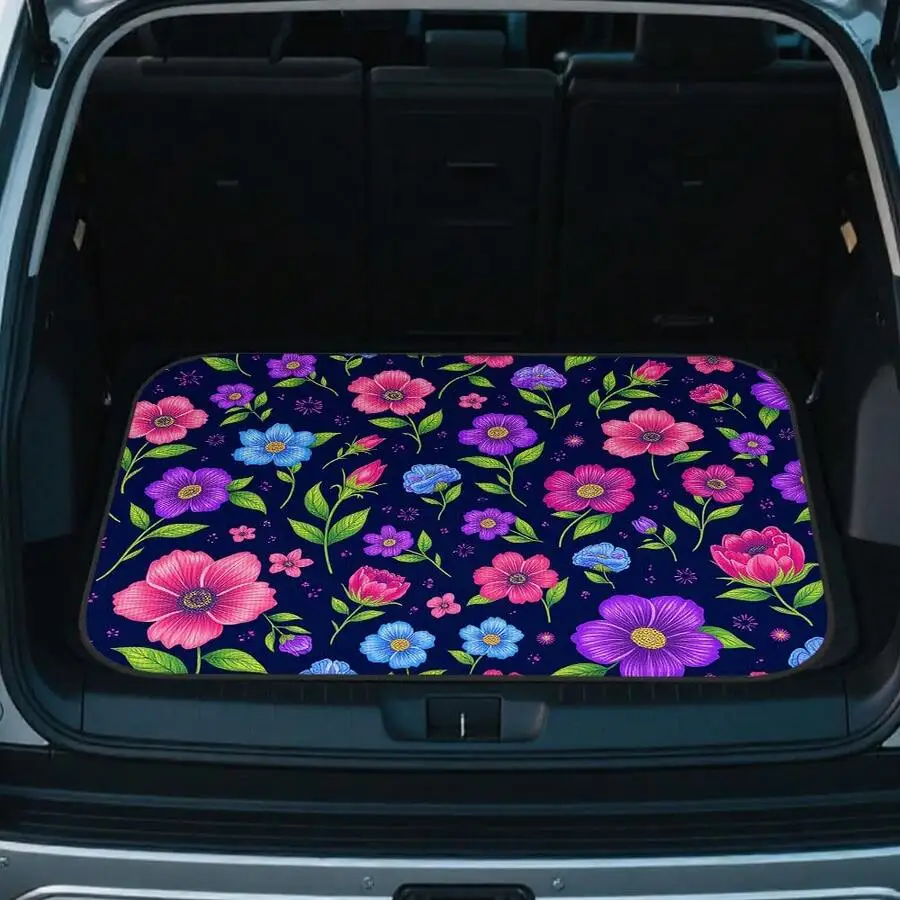 

Bright Floral Trunk Mat For SUVs And Trucks Durable Cargo Liner