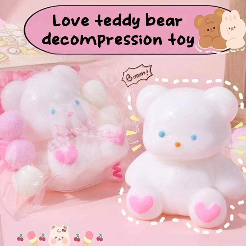 

Squishy Toy Love Little Bear Mochi Soft Rubber Toy Cute Bear Pinching Slow Rebound Decompression Vent Toy Stress Release Gift