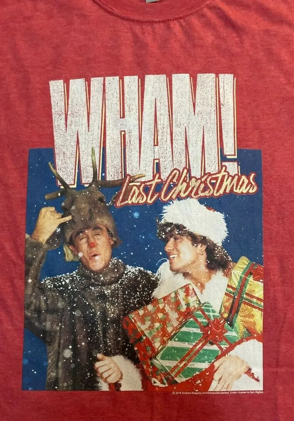 Last Christmas Tee Retro 80's WHAM George Michael Red Shirt NG2584