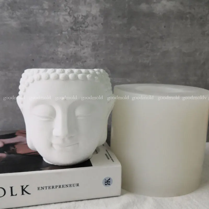 Big Buddha Head Planter Silicone Mold Hand Made Head pots Concrete Silicone Molds Sakyamuni Flower pot Mould