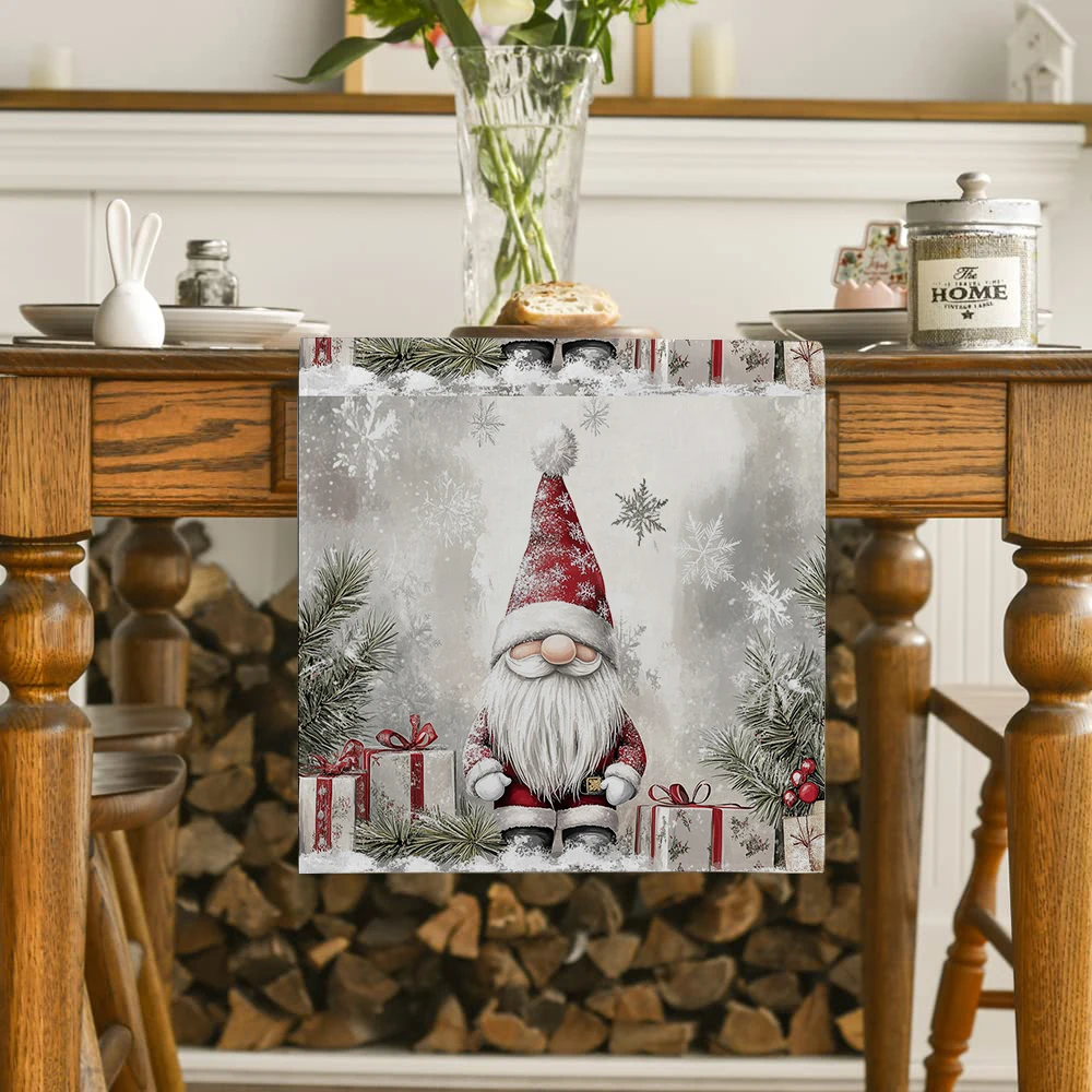 Christmas Dwarf Presents Fir Snowflakes Table Runner Home Wedding Centerpieces Decoration Party Table Runners Dining Long Cloth