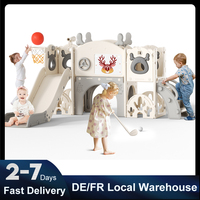 7-in-1 Children's Slide Indoor Outdoor Toddler Climbing Frame Slide Set Extra Long Freestanding Slide Garden Side Playground