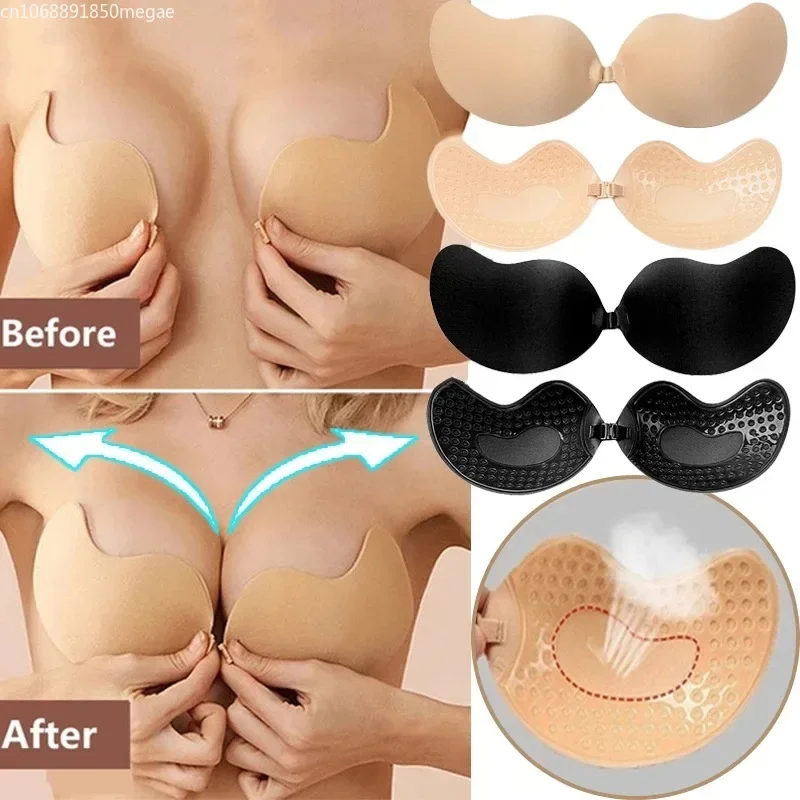 Invisible Strapless Adhesive Stick Bra Strapless Push Up Bras Women Lingerie Seamless Silicone Nipple Covers Bralette Underwear image 4