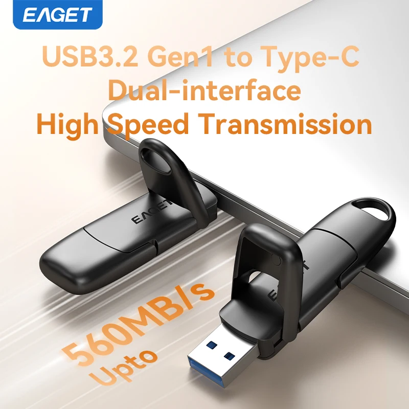EAGET SU50 USB3.2 & Type-C Clé USB à semi-conducteurs double port 512 Go 1 To 2 To 560 Mo/s Lecture Clé USB portable haute vitesse