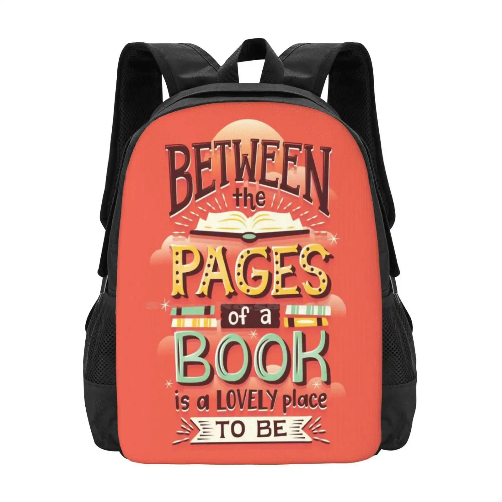 Between Pages Hot Sale Backpack Fashion Bags Pages Books Bookworm Bibliophile Lettering Reading Reader