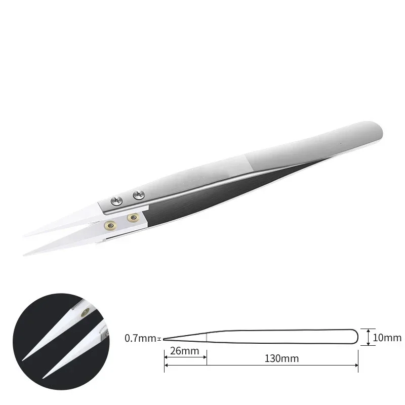 1pc Ceramic Tipped Stainless Steel Tweezers Tips Heat Pointed Resistant Tweezer Electronic Soldering Tweezers Fine Pointed Tip