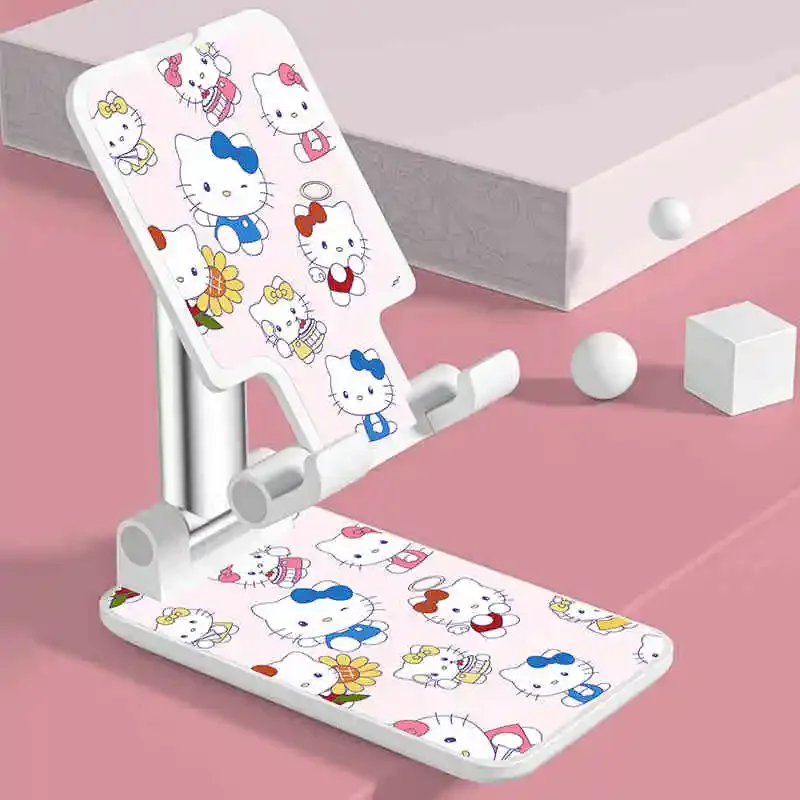 Sanrio Kawaii Hello Kitty Mobile Phone Holders Anime Cartoon Universal Portable Desktop Adjustable Telescopic IPad Tablet Shelf