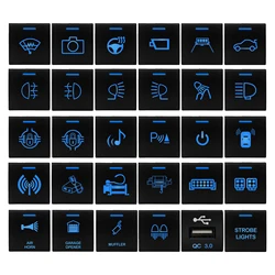 Push Button Switch 12V Blue Led Light 22x22mm Radar Parking USB Charger for Toyota LandCruiser Prado Camry RAV4 Corolla Hiace