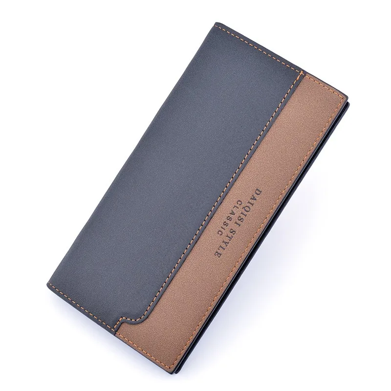 Men\'s Wallet Men Long Style Fashion Stitching Contrast Color Youth Soft Wallet Multi-card Suit Bag 2023 New Wallet