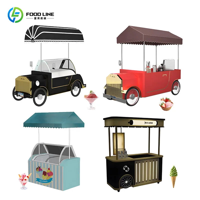 

Customized 3 Wheels Mobile Ice Cream Cart with Freezer Hand Push Scooter for Outdoor Commercial Cold Food Vending
