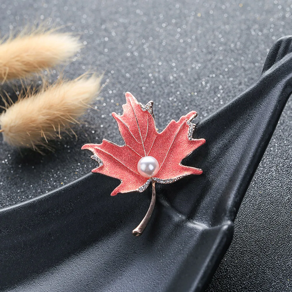 

Pearl Corsage Brooch Pin Autumn Maple Leaf Brooches Faux Jewelry Shaped Pins Miss