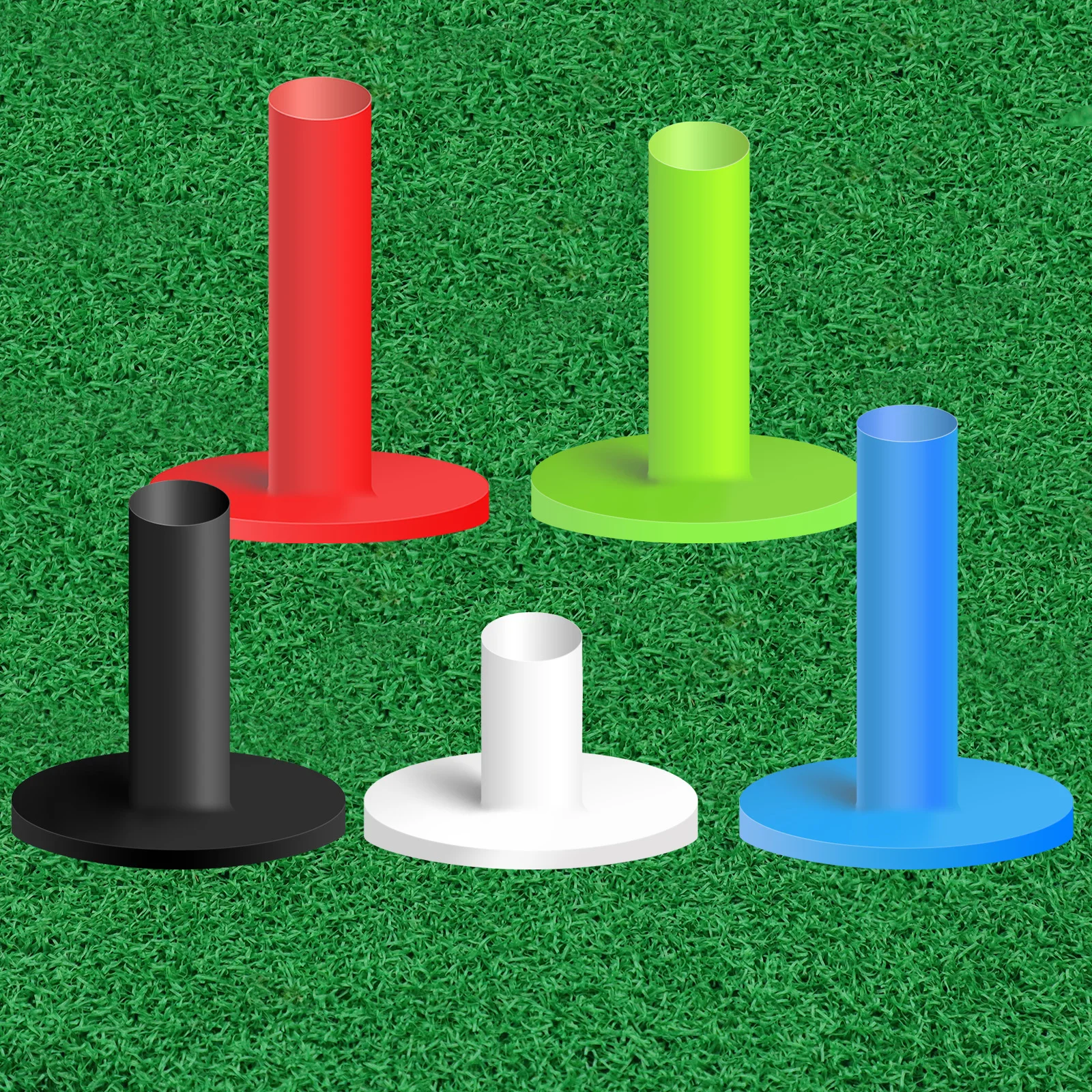 5 عبوات من تي شيرتات الجولف ذات الحجم المختلط لسجادات نطاق القيادة وحامل علوي مطاطي متين مناسب للاستخدام الداخلي والخارجي #1