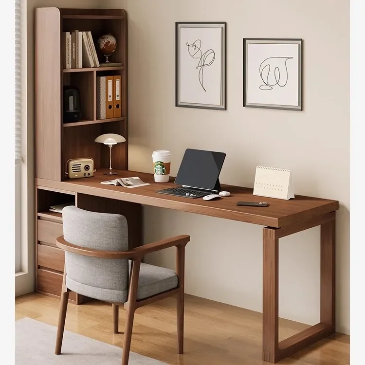 Living room long desk bookcase integrated reading study table home study