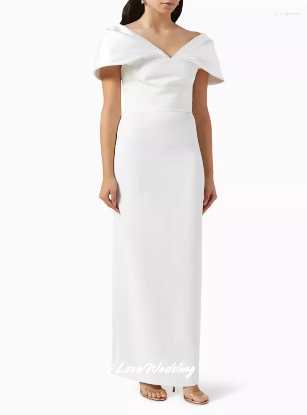 Vestidos de noche negros con hombros descubiertos, vestidos de fiesta hasta el suelo plisados sin espalda de sirena con cuello en V, vestido de fiesta de boda personalizado 2025