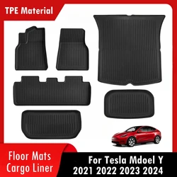 TPE Floor Mats For 2024 -2020 Tesla Model Y 5-Seater Frunk & Trunk Cargo Liner All-Weather Protection Floor Liners