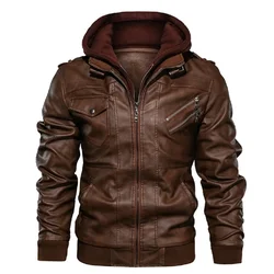 Autumn New Men's Leather Jackets Trendy Casual Motorcycle PU Jacket Streetwear Solid Color Windproof Biker Leather Coats