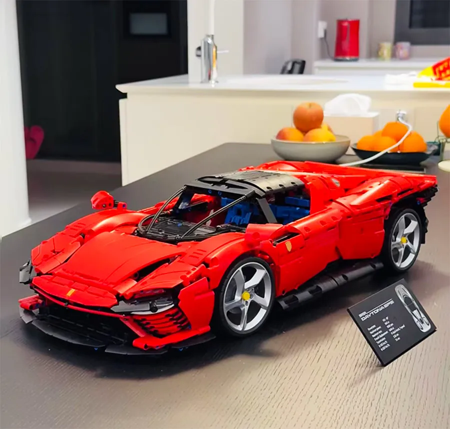 Red SP3 Supercar Technical Building Blocks, 3778 Pieces, 1:8 Scale MOC Assembly Bricks, Collectible Display Model for Boys