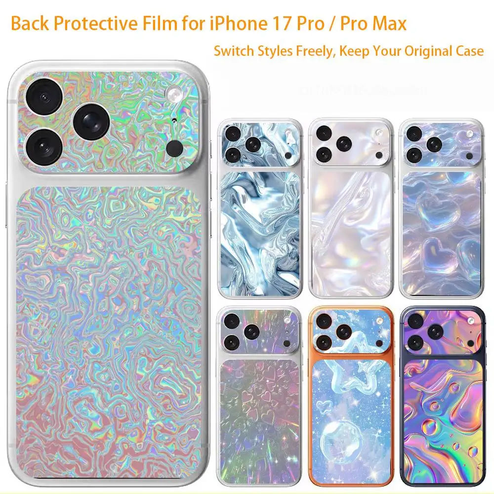 

Holographic Bubble Y2K Style 3D Full Body Skin Decal for iPhone 17/Pro Max/Air, Color Rear Protective Sticker