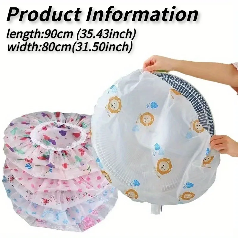 3-Piece Fan Dust Cover Set, made of soft and breathable fabric, random color, protects household fans from dust when stored.