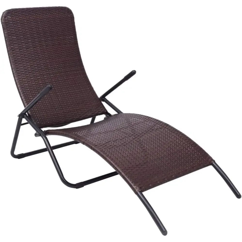 

Adjustable Brown Poly Rattan Lounger for Outdoor Patio, Garden, and Poolside Leisure