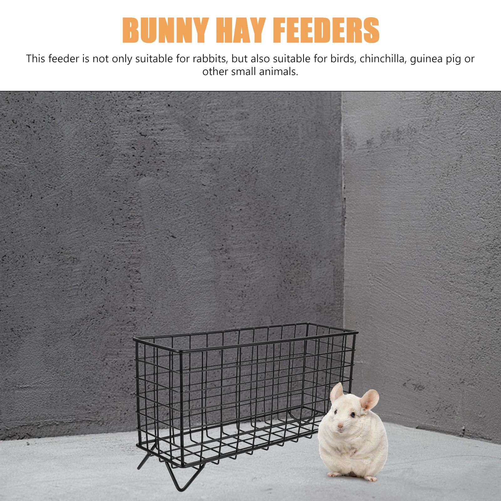Rabbit Hay Feeder Durable Iron Holder Large Capacity Smooth Edges Black Wall Mounted Metal Rack for Rabbits Guinea Pigs Small