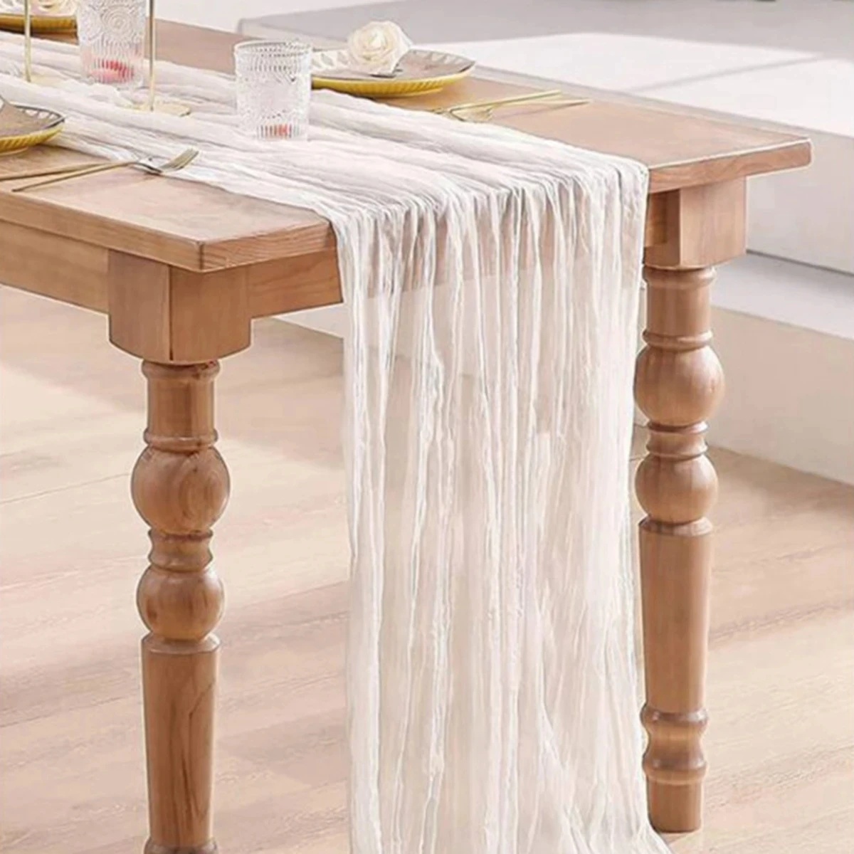 Garza Semi-Sheer Runner da tavola in tela di garza impostazione del tavolo da pranzo rustico Country Wedding Birthday Decor Boho tovaglie