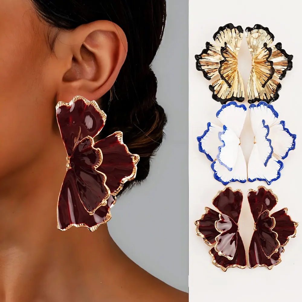 أقراط على شكل فراشة حمراء بوهو مكونة من المينا مجوهرات معدنية جميلة للنساء والفتيات وإكسسوارات الحفلات #1