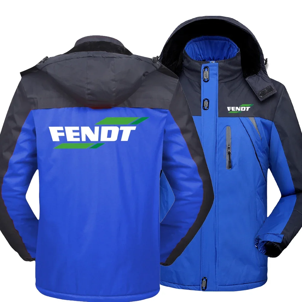 New Winter Fashion Fendt Logo Men\'s Fleece Waterproof Jackets Thicken Hoodies Zipper Warm High Quality Outwear