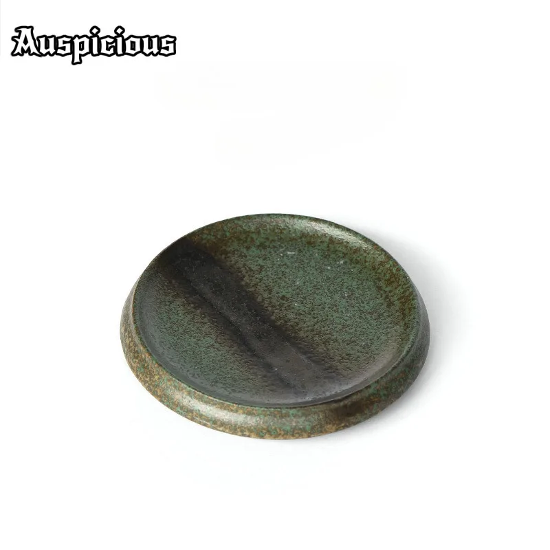 

Античная бронзовая глазурованная чайная тарелка, бутик, керамический держатель для чайника, креативная круглая кондитерская тарелка, фруктовая тарелка, тарелки, чайная коллекция