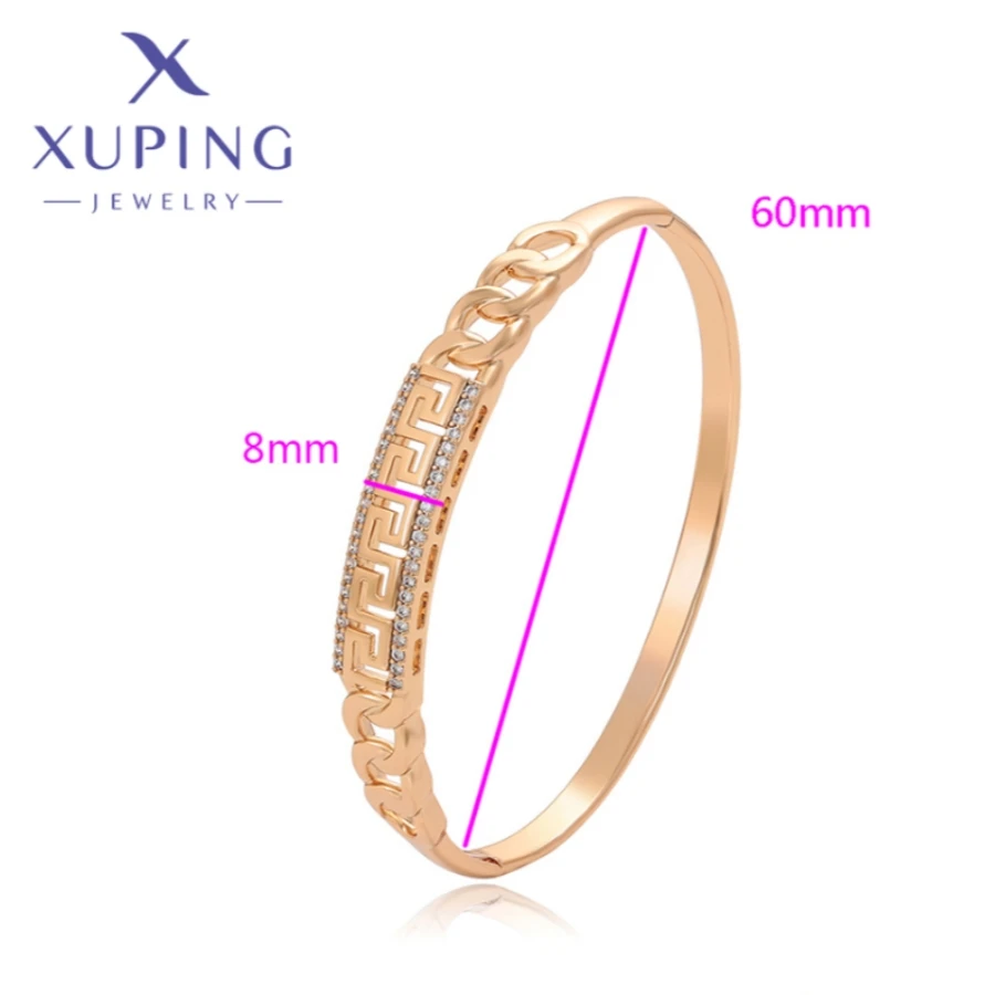 Xuping Jewelry New Fashion Gold Color Geometry Shape White Zircon Bangle for Women Schoolgirl Birthday Wish Gift Wish X000786561