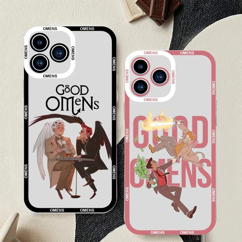 Hot TV Good Omens Phone Case For iPhone 11 12 Mini 13 14 Pro Max Transparent Shell