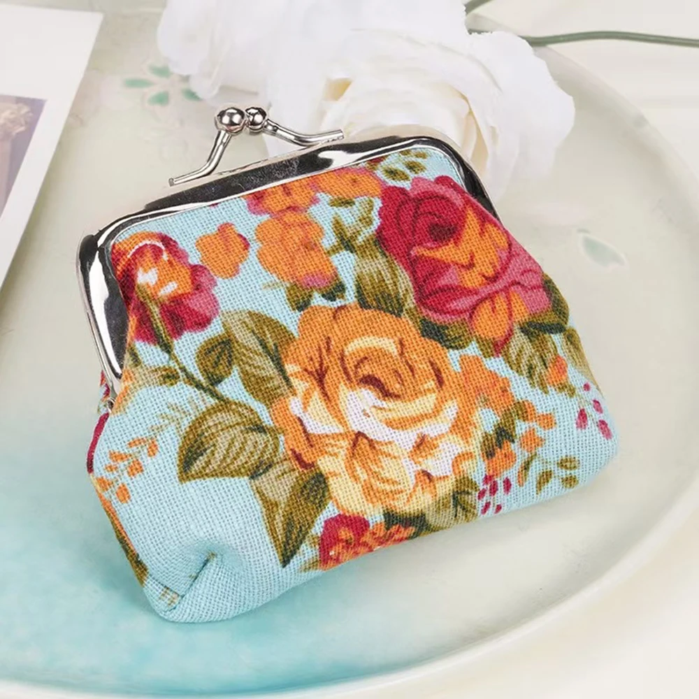 2025 Retro Canvas Roses Women Money Bag Fashion Lady's Buckle Coin Bag Cute little wallet Shopping Traveling Daily Use
