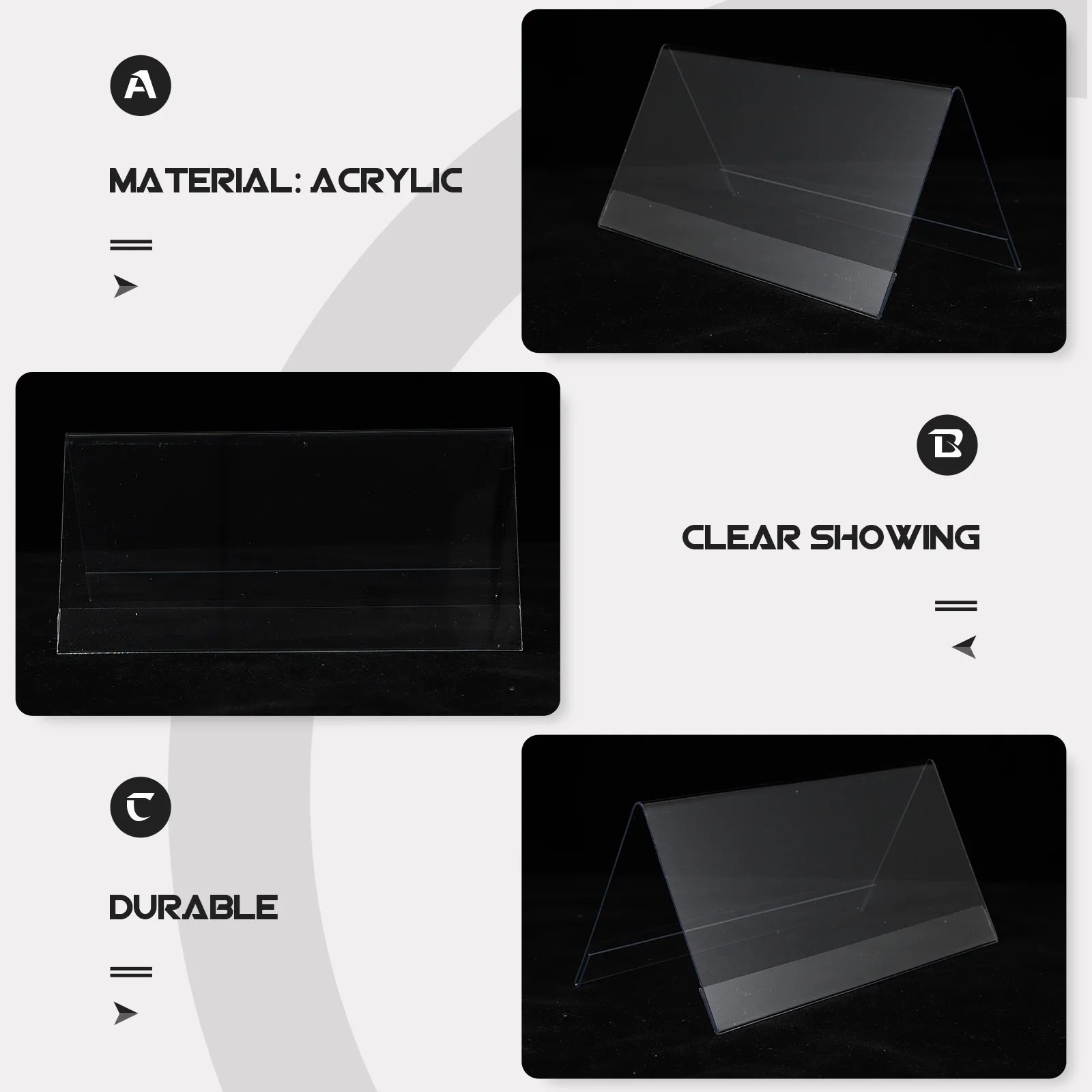 

5Pcs Acrylic Display Stand Clear Double Sided Sign Holder for Conference Guest Name Tent Shape Desk Label Rack
