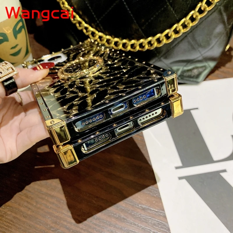 Luxury Gold Leopard Feather Phone Case for Honor 50 30 V30 20 Pro 30S 9X 20i 10i Glitter Ring Holder Stand Cover