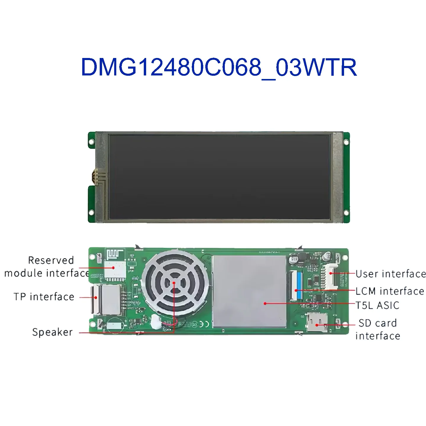 DMG12480C068_03WN WTR WTC 6.86 "IPS TFT 1280*480 LCD Painel de toque HMI Display serial inteligente reprodução de música WIFI
