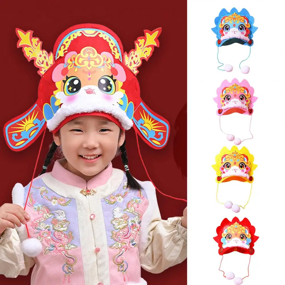 Diy Chinese New Year Hat Durable Non-fade Hat Design Chinese New Year Snake Head Hat Making Kit for Kids Photography Props