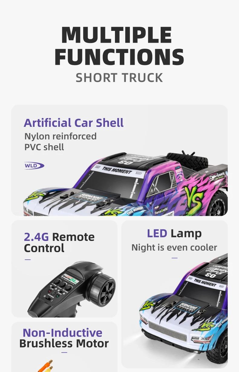 70KM/H Speed RC Racing Car toy 1/16 Brushless 4WD RC Short Course Car Independent SuspensionFull Ball Bearings Metal Driveshaft