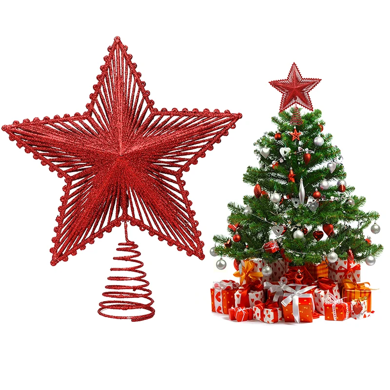 20 cm glitzernder Weihnachtsbaumspitze/Ornament, Weihnachtsbaumspitze, Sterndekoration, glitzernder Stern, Baumspitze, Neujahrsornament