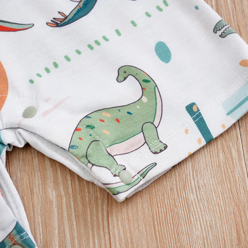 Newborn Summer Dinosaur Printed Clothes 0-18 months Baby Soft Short Sleeve Print Baby Boy Girl Clothing Cartoon Lovely Preschool