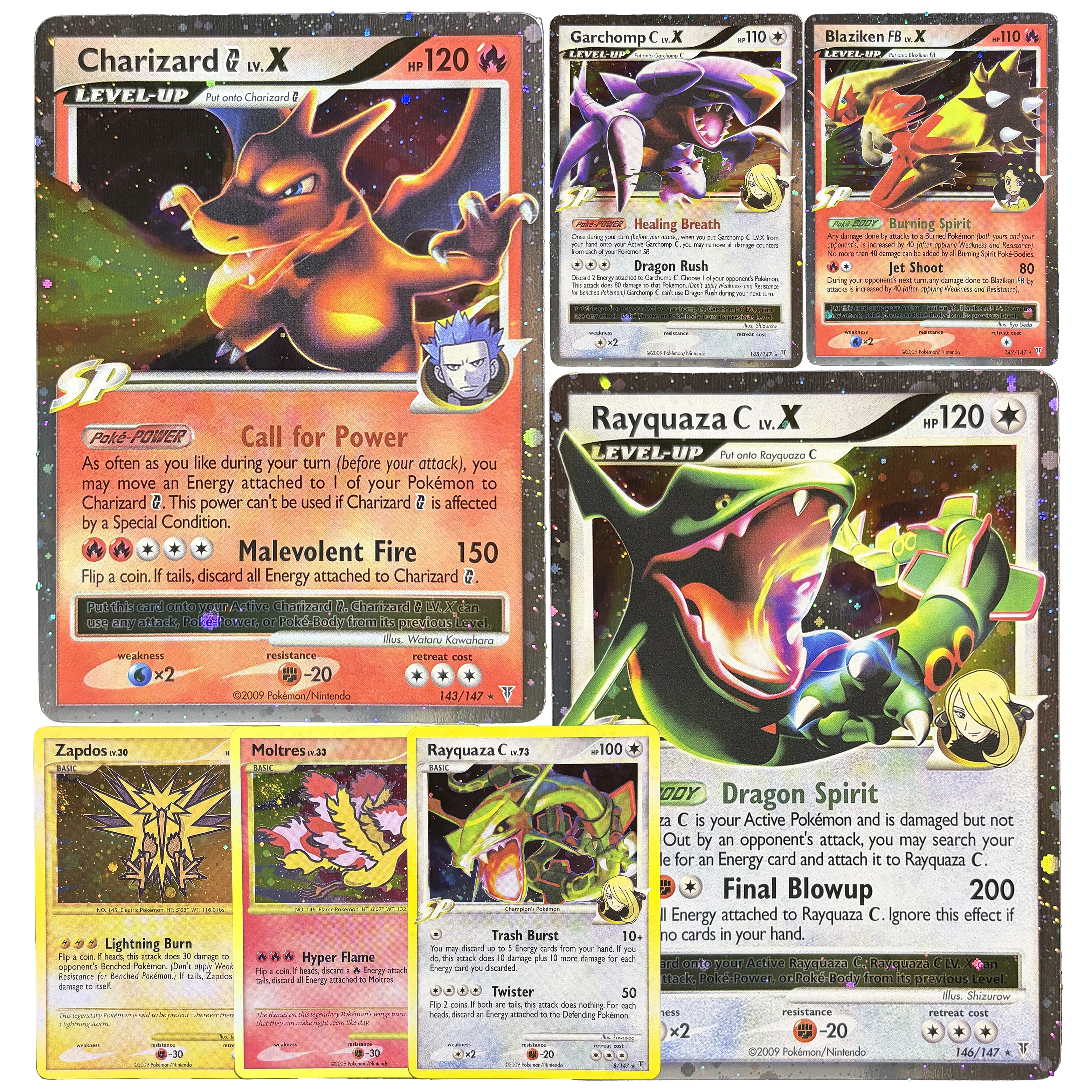 Набор из 7 ультраредких карт PKM Platinum Supreme Victors: Charizard/Rayquaza/Garchomp/Blaziken/Moltres, коллекционные карты PTCG в ретро-стиле, подарок