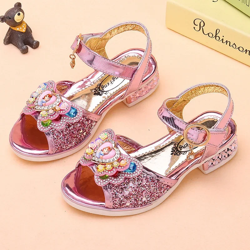 2024 New Fashion Summer Children\'s Shoes Children\'s Soft Sole Princess Shoes Girls\' Sandals Little Girls\' Rhinestone Shoes