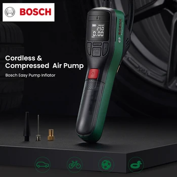 Bosch EasyPump 휴대용 전기 공기 펌프, 무선 압축기, LED 디스플레이, 충전식 자동차 오토바이 타이어 팽창식 펌프, 3.6V 