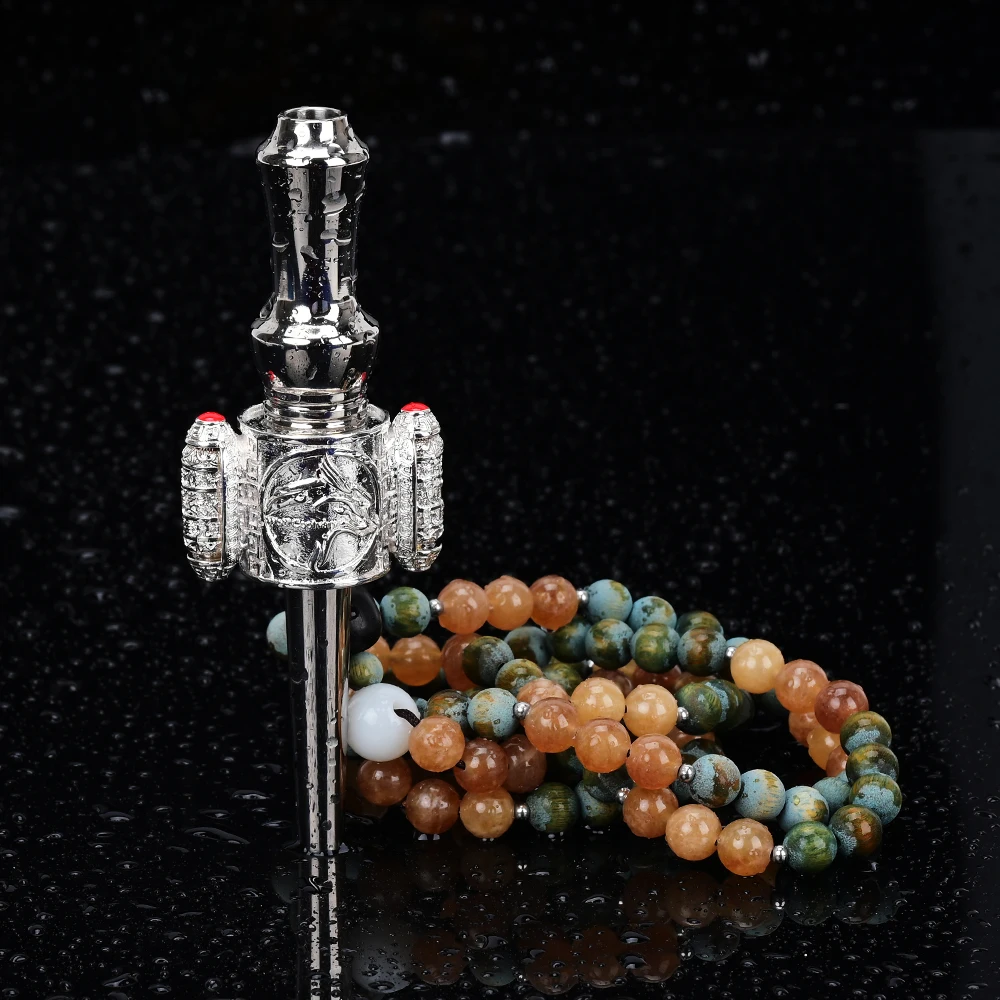 

Wolfcoolvape Arabic hookah mouthpiece stone wood bead chain Titanium Alloy mouthpiece hookah ShiSha original mouthpiece
